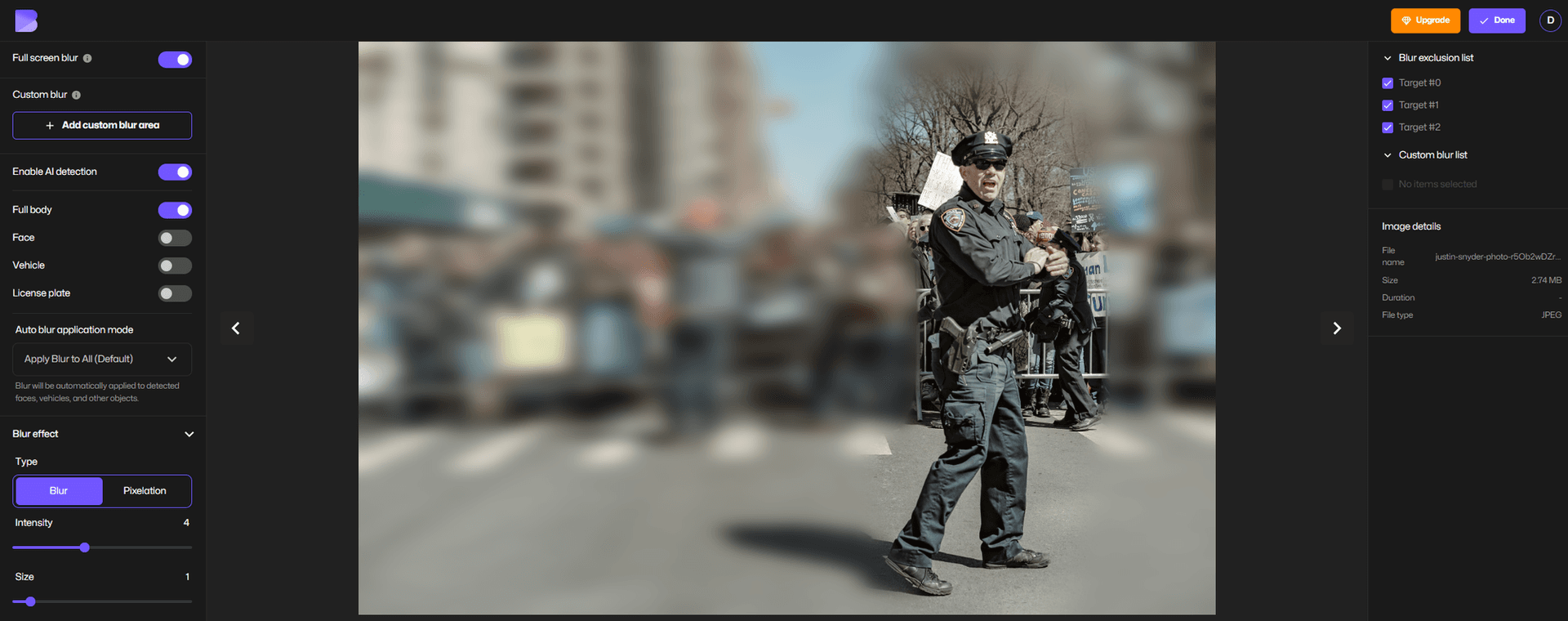 Adjust blur background image intensity and create a bokeh-style background.