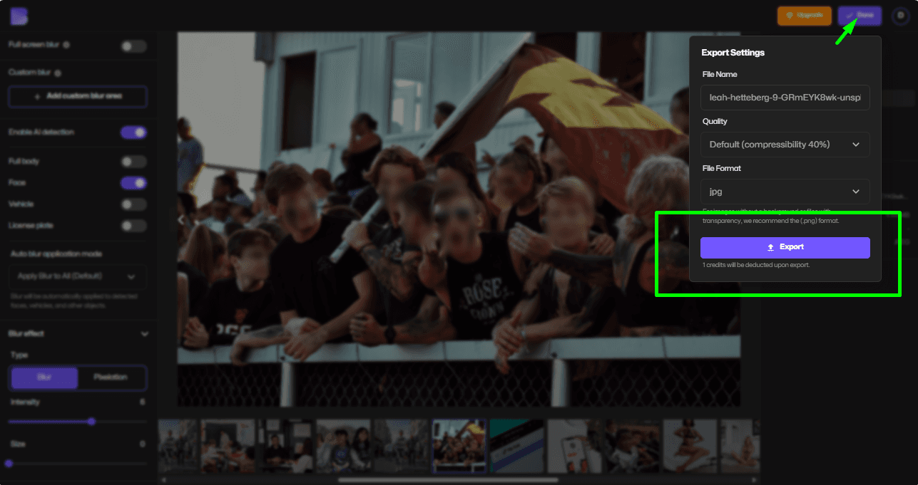 Scarica la foto con volti sfocati o pixelati per la condivisione sui social media.