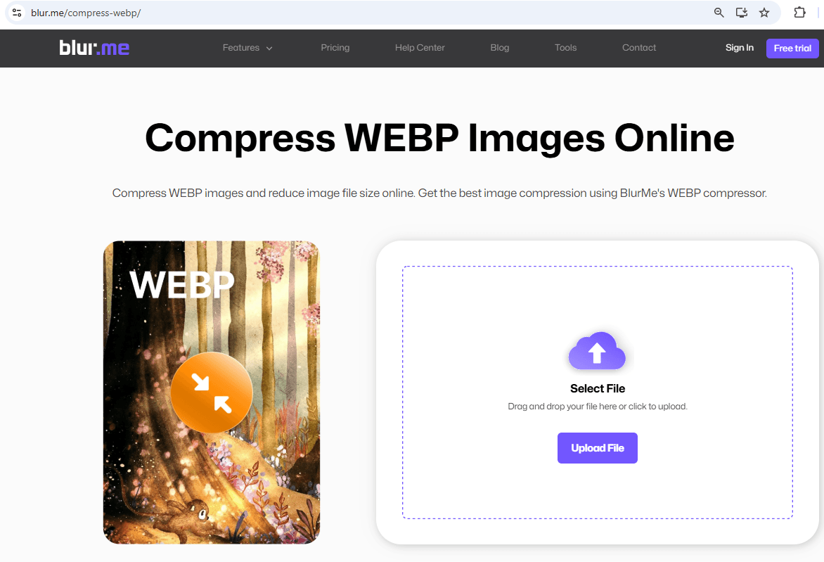 Página web de compresión de imagen WEBP.