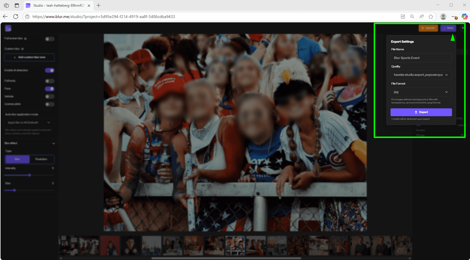Exportando imagen difuminada