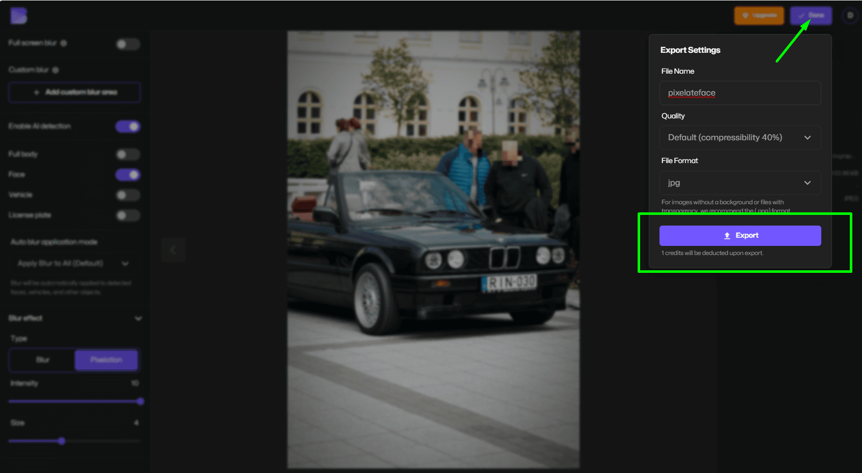 Téléchargement d'une image pixellisée dans l'outil Pixelate Image.
