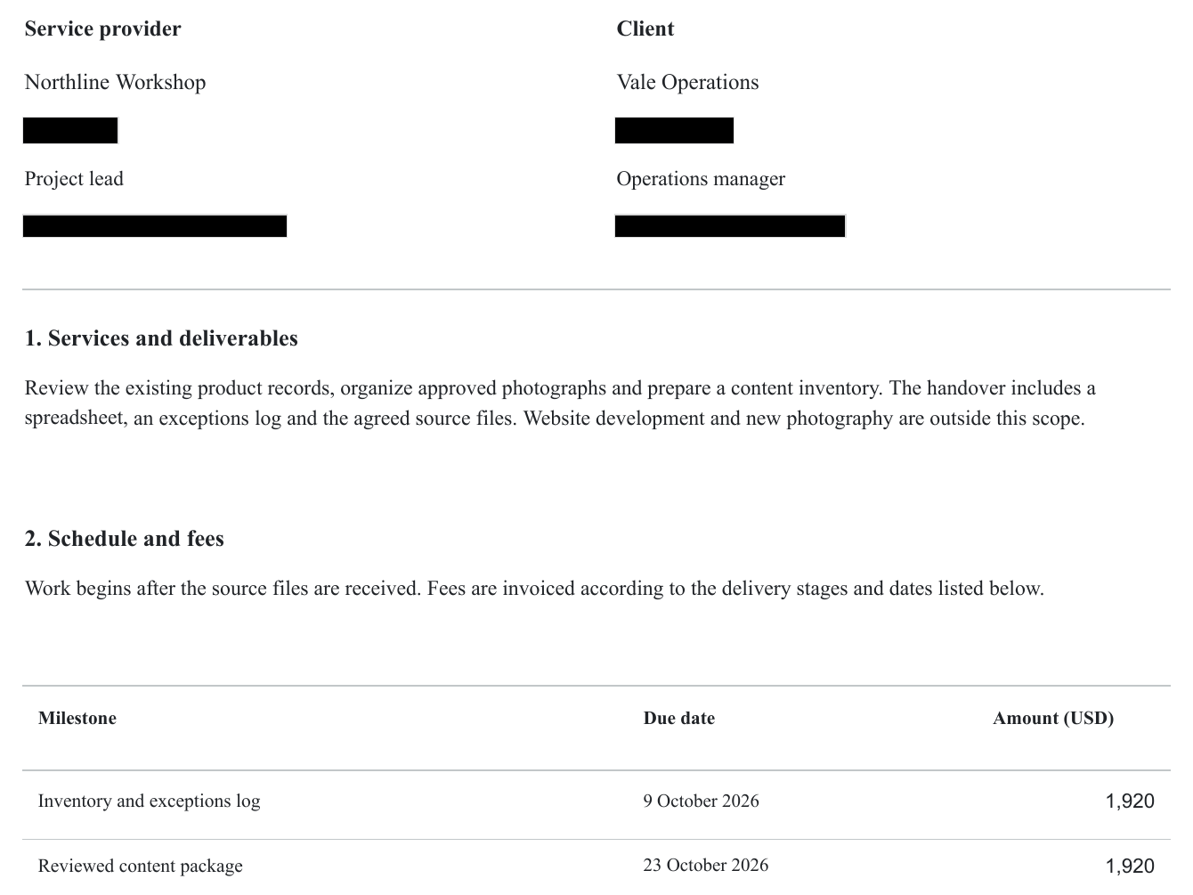Share contracts — Redacted