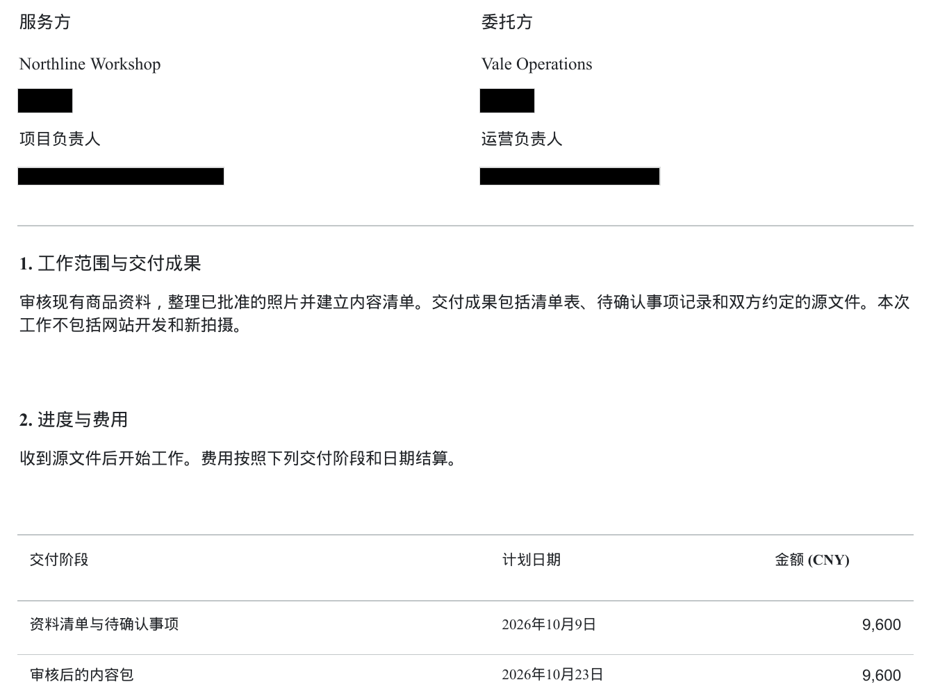分享合同 — 遮盖后